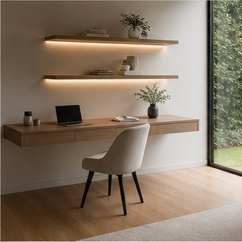 Подвесный рабочий стол с LED-полками