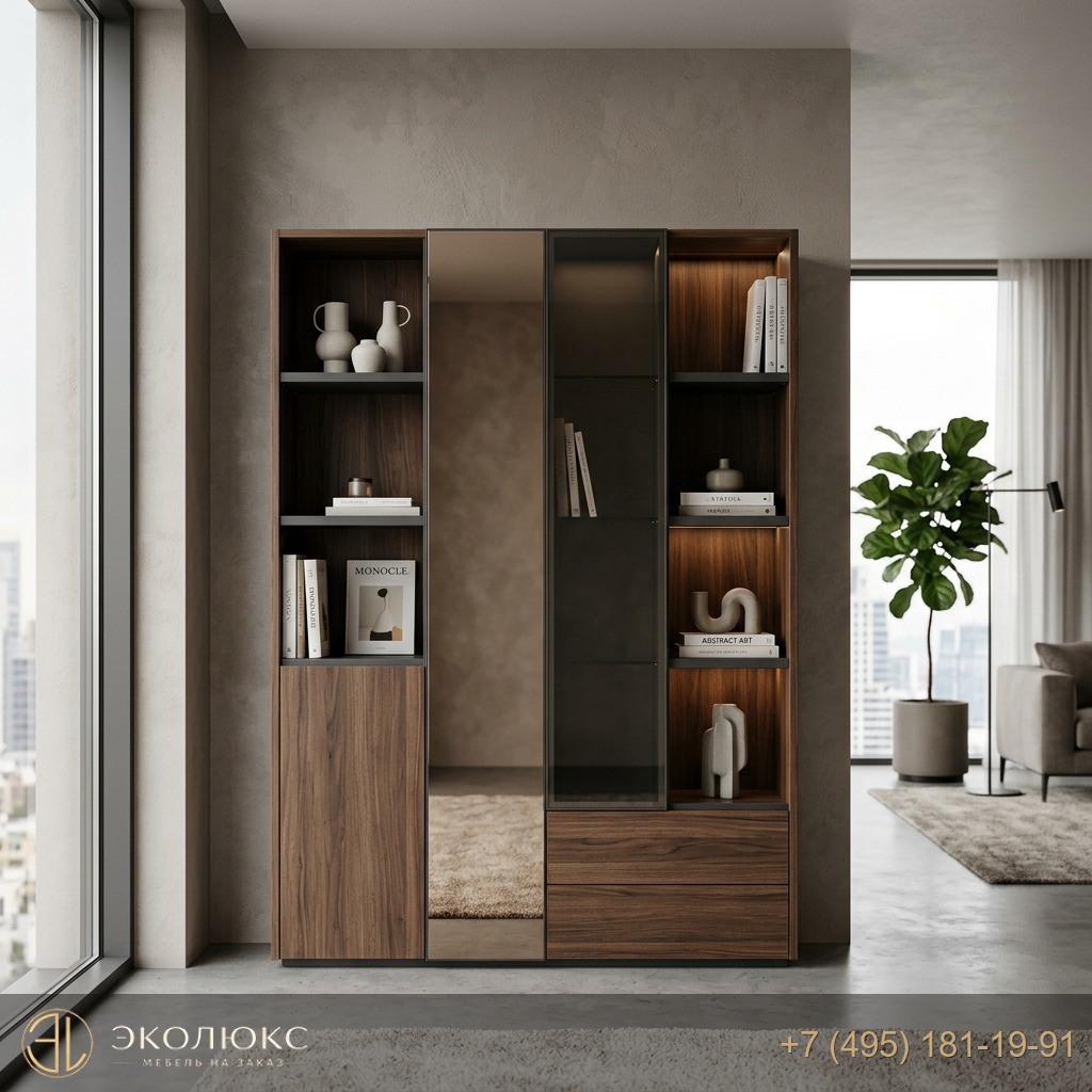Стеллаж с витриной и зеркалом Modern на заказ